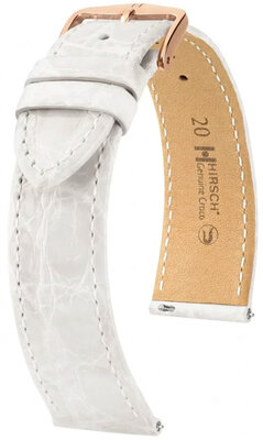 Кожена каишка Hirsch Genuine Croco 01808100-7, бял, крокодилска кожа, Quick Release