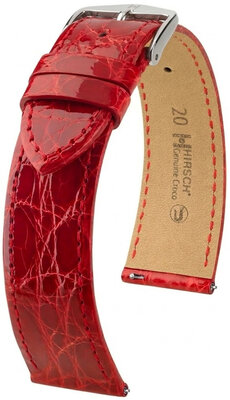 Кожена каишка Hirsch Genuine Croco 01808120-2, червено, крокодилска кожа, Quick Release