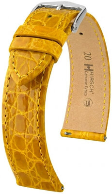 Кожена каишка Hirsch Genuine Croco L 01808072-2, жълта, крокодилска кожа, дължина L, Quick Release