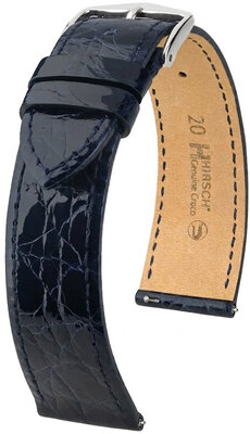 Кожена каишка Hirsch Genuine Croco L 01808080-2, синя, крокодилска кожа, дължина L, Quick Release