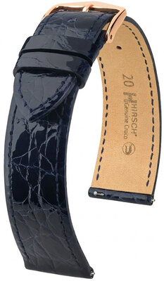 Кожена каишка Hirsch Genuine Croco L 01808080-7, синя, крокодилска кожа, дължина L, Quick Release