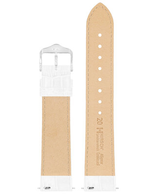 кожена каишка Hirsch Louisianalook L 03427000-2, бял, телешка кожа, дължина L, Quick Release