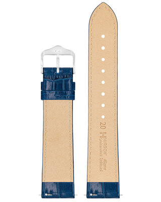 кожена каишка Hirsch Louisianalook L 03427080-2, син, телешка кожа, дължина L, Quick Release