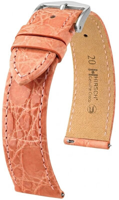 Кожена каишка Hirsch Genuine Croco 01808122-2, розов, крокодилска кожа, Quick Release