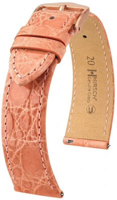 Кожена каишка Hirsch Genuine Croco 01808122-7, розов, крокодилска кожа, Quick Release