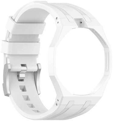 Силиконова каишка Ricardo Pinzolo (за Swatch Royal Pop), White, с калъф, коронка на 12h