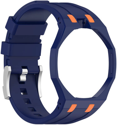 силиконова каишка Ricardo Pinzolo (за Swatch Royal Pop), Blue, с калъф, коронка на 12ч
