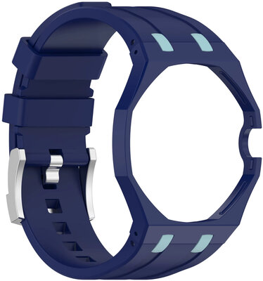 силиконова каишка Ricardo Pinzolo (за Swatch Royal Pop), Blue, с калъф, коронка на 3ч