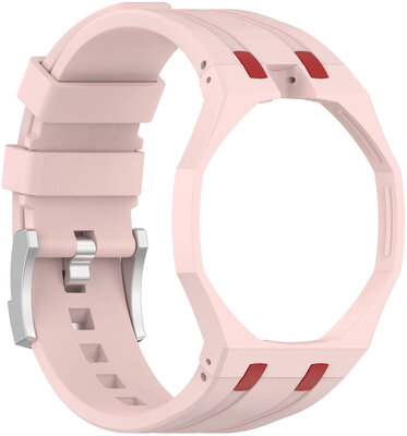 силиконова каишка Ricardo Pinzolo (за Swatch Royal Pop), Pink, с калъф, коронка на 12h