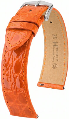 Кожена каишка Hirsch Genuine Croco 01808176-2, оранжев, крокодилска кожа, Quick Release