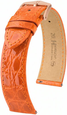Кожена каишка Hirsch Genuine Croco 01808176-7, оранжев, крокодилска кожа, Quick Release