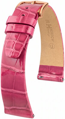 Кожена каишка Hirsch Prestige 02207124-7, розов, кожа от алигатор, Quick Release