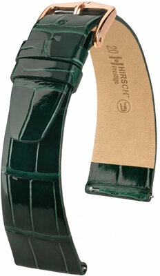 Кожена каишка Hirsch Prestige 02207141-7, зелен, кожа от алигатор, Quick Release