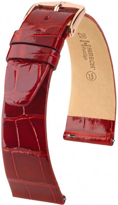 Кожена каишка Hirsch Prestige L 02207020-7, червена, алигаторска кожа, дължина L, Quick Release
