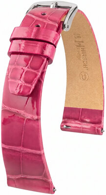 Кожена каишка Hirsch Prestige L 02207024-2, розова, алигаторска кожа, дължина L, Quick Release
