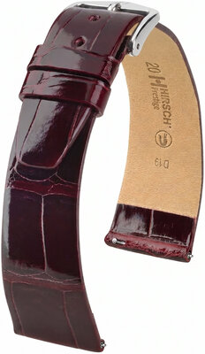 Кожена каишка Hirsch Prestige L 02207060-2, червена, алигаторска кожа, дължина L, Quick Release