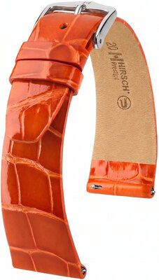 Кожена каишка Hirsch Prestige L 02207077-2, оранжев, алигаторска кожа, дължина L, Quick Release