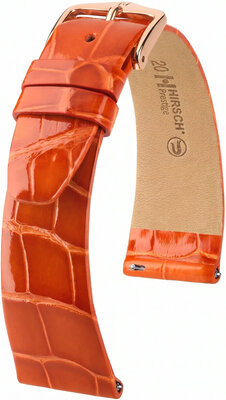 Кожена каишка Hirsch Prestige L 02207077-7, оранжев, алигаторска кожа, дължина L, Quick Release