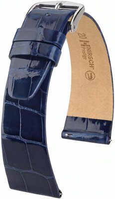 Кожена каишка Hirsch Prestige L 02207080-2, син, алигаторска кожа, дължина L, Quick Release