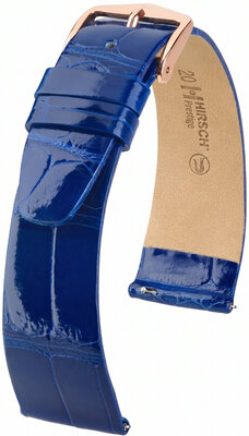 Кожена каишка Hirsch Prestige L 02207082-7, син, алигаторска кожа, дължина L, Quick Release