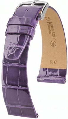 Кожена каишка Hirsch Prestige L 02207084-2, лилава, алигаторска кожа, дължина L, Quick Release