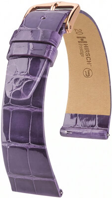 Кожена каишка Hirsch Prestige L 02207084-7, лилава, алигаторска кожа, дължина L, Quick Release