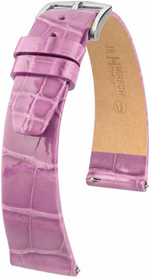Кожена каишка Hirsch Prestige L 02207087-2, лилава, алигаторска кожа, дължина L, Quick Release