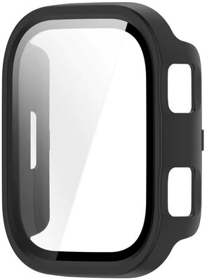 Защитно покритие (pro Amazfit Bip Max), пластмасов, черен + стъкло