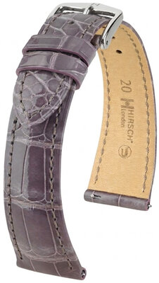 Кожена каишка Hirsch London L 04207012-2, лилава, алигаторска кожа, дължина L, Quick Release