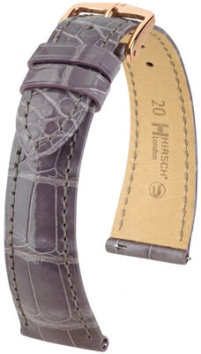 Кожена каишка Hirsch London L 04207012-7, лилава, алигаторска кожа, дължина L, Quick Release
