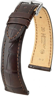 Кожена каишка Hirsch London L 04207017-2, кафява, алигаторска кожа, дължина L, Quick Release