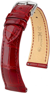 Кожена каишка Hirsch London L 04207020-2, червена, алигаторска кожа, дължина L, Quick Release