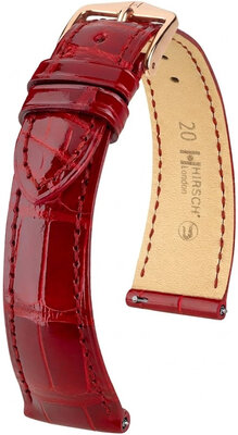 Кожена каишка Hirsch London L 04207020-7, червена, алигаторска кожа, дължина L, Quick Release