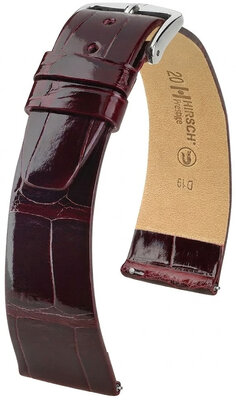 Кожена каишка Hirsch Prestige 02207160-2, червено, кожа от алигатор, Quick Release