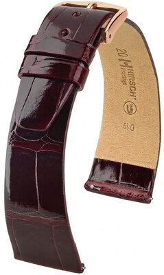 Кожена каишка Hirsch Prestige 02207160-7, червено, кожа от алигатор, Quick Release