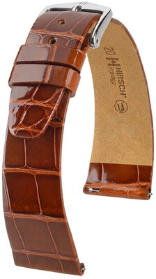 Кожена каишка Hirsch Prestige 02207170-2, кафяв, кожа от алигатор, Quick Release
