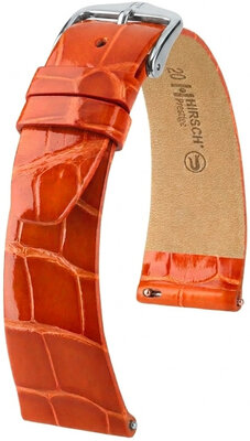Кожена каишка Hirsch Prestige 02207177-2, оранжев, кожа от алигатор, Quick Release