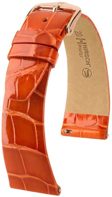 Кожена каишка Hirsch Prestige 02207177-7, оранжев, кожа от алигатор, Quick Release