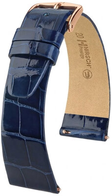 Кожена каишка Hirsch Prestige 02207180-7, синьо, кожа от алигатор, Quick Release