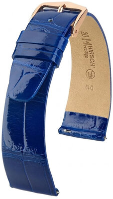 Кожена каишка Hirsch Prestige 02207182-7, синьо, кожа от алигатор, Quick Release