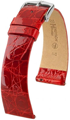 Кожена каишка Hirsch Prestige 02208120-2, червено, крокодилска кожа, Quick Release