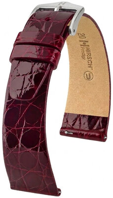 Кожена каишка Hirsch Prestige 02208160-2, червено, крокодилска кожа, Quick Release