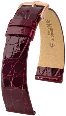 Кожена каишка Hirsch Prestige 02208160-7, червено, крокодилска кожа, Quick Release