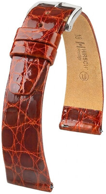 Кожена каишка Hirsch Prestige 02208170-2, кафяв, крокодилска кожа, Quick Release