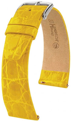 Кожена каишка Hirsch Prestige 02208172-2, жълт, крокодилска кожа, Quick Release