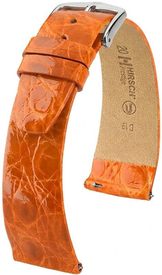 Кожена каишка Hirsch Prestige 02208176-2, оранжев, крокодилска кожа, Quick Release