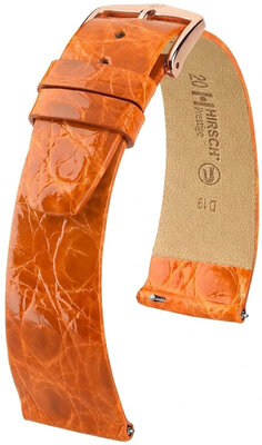 Кожена каишка Hirsch Prestige 02208176-7, оранжев, крокодилска кожа, Quick Release