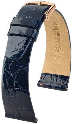 Кожена каишка Hirsch Prestige 02208180-7, синьо, крокодилска кожа, Quick Release