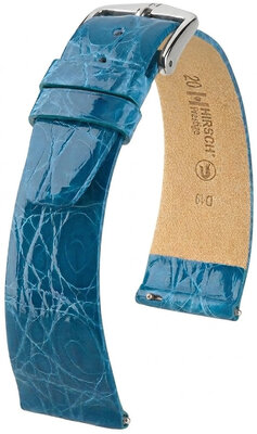 Кожена каишка Hirsch Prestige 02208183-2, синьо, крокодилска кожа, Quick Release