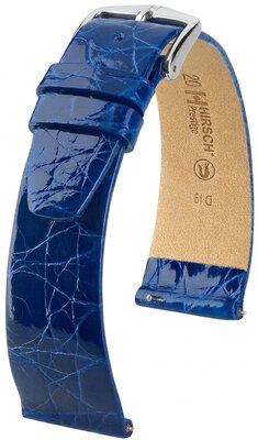 Кожена каишка Hirsch Prestige 02208185-2, синьо, крокодилска кожа, Quick Release